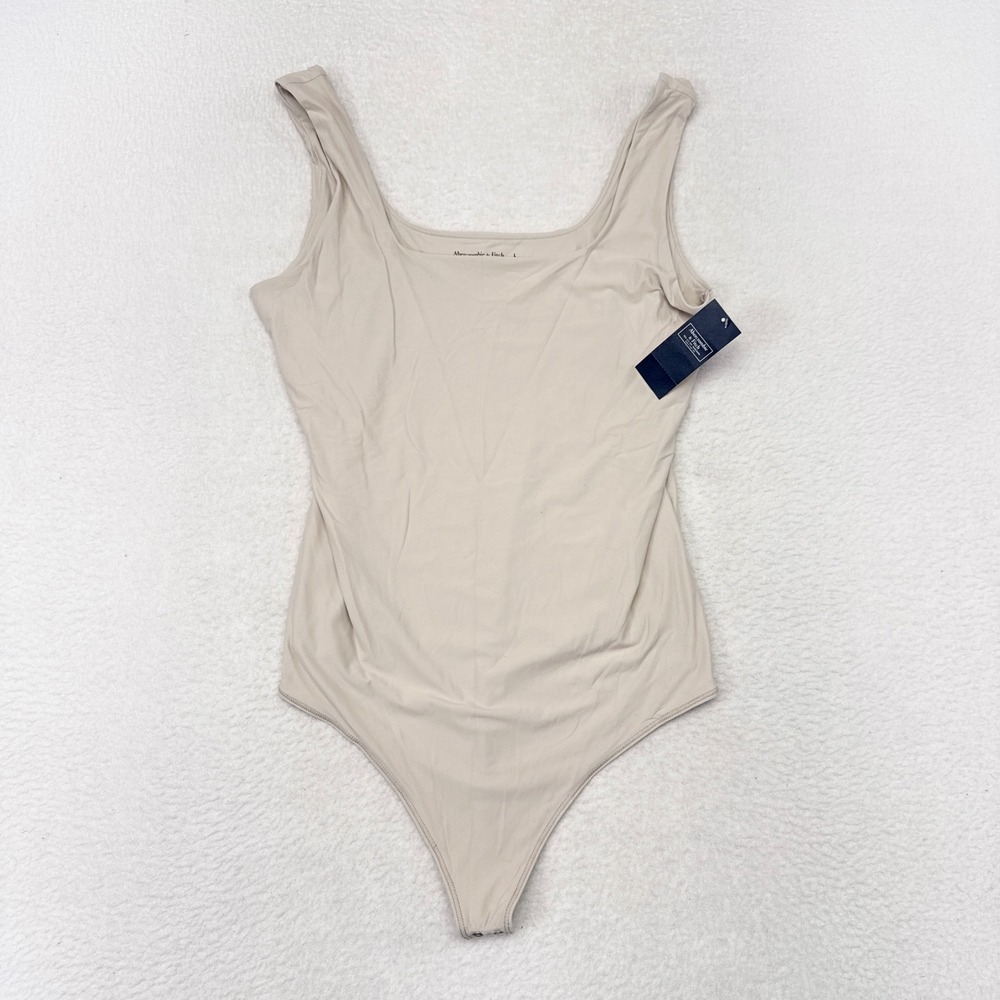 Abercrombie & Fitch Bodysuit Women Size Large Tan Nude Sleeveless Basics NEW